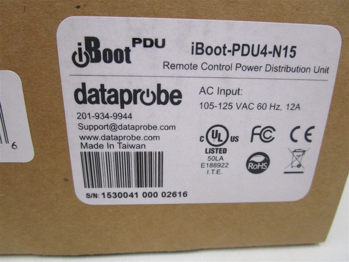 IBOOT PDU4-N15 Dataprobe Remote Control Power Distribution 105-125 Vac 60Hz 12A 