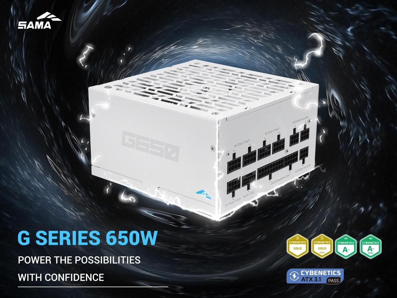SAMA G650W ATX 3.1 Power Supply, 80+ Gold Efficiency, PCIE 5.1 Ready, Full