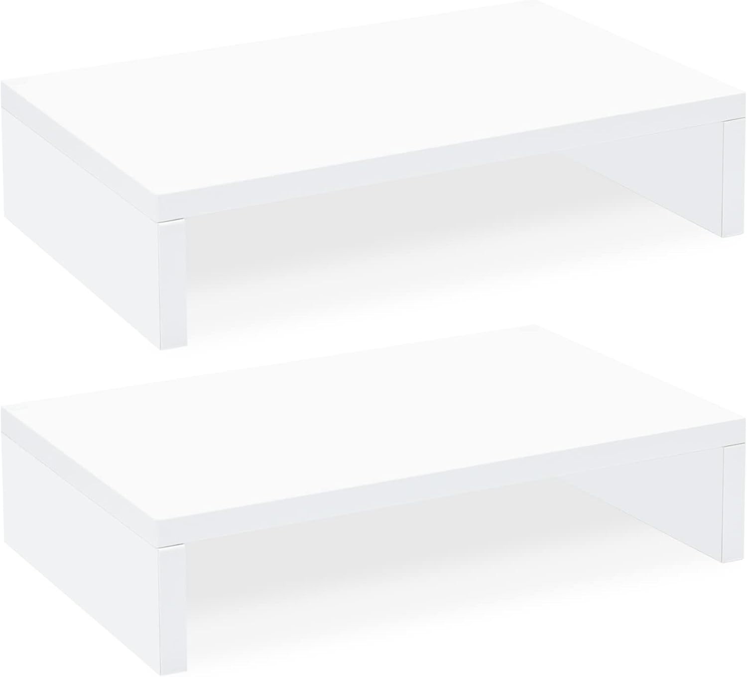 TEAMIX White Monitor Stand Riser 2 Pack Wood Dual Monitor Laptop Stand NEW