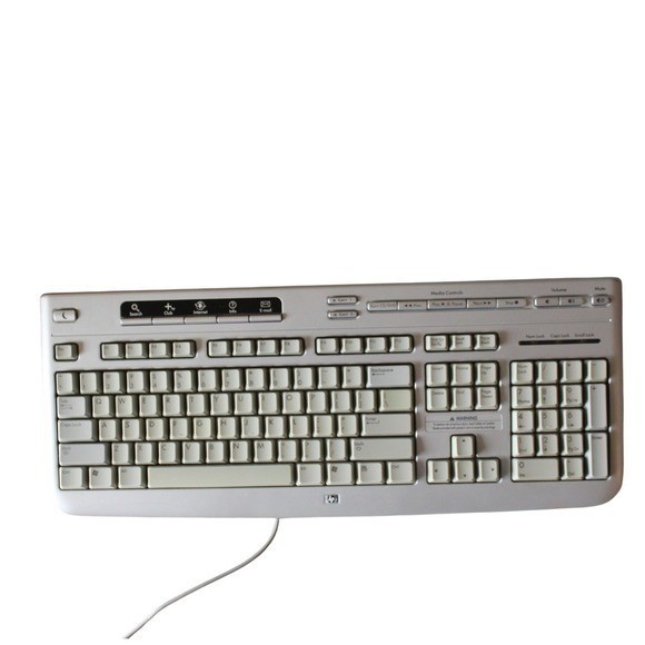 HP Multimedia Wired Keyboard Silver Grey PS/2 Model 5187 P/N 5187-7583 Vintage