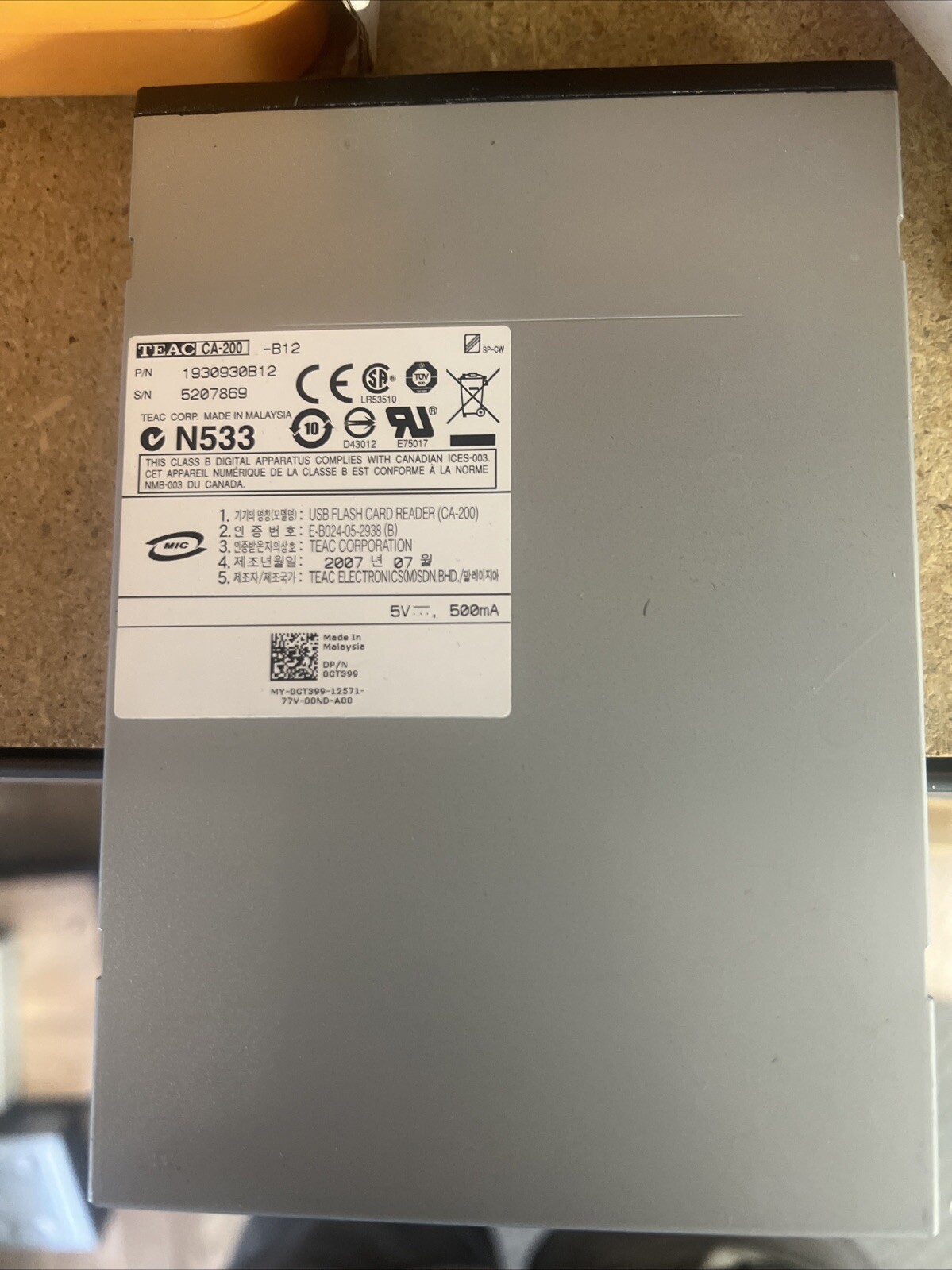 TEAC CA-200 Flash Card Reader N533 1930930B12 Fast Shipping (G2)