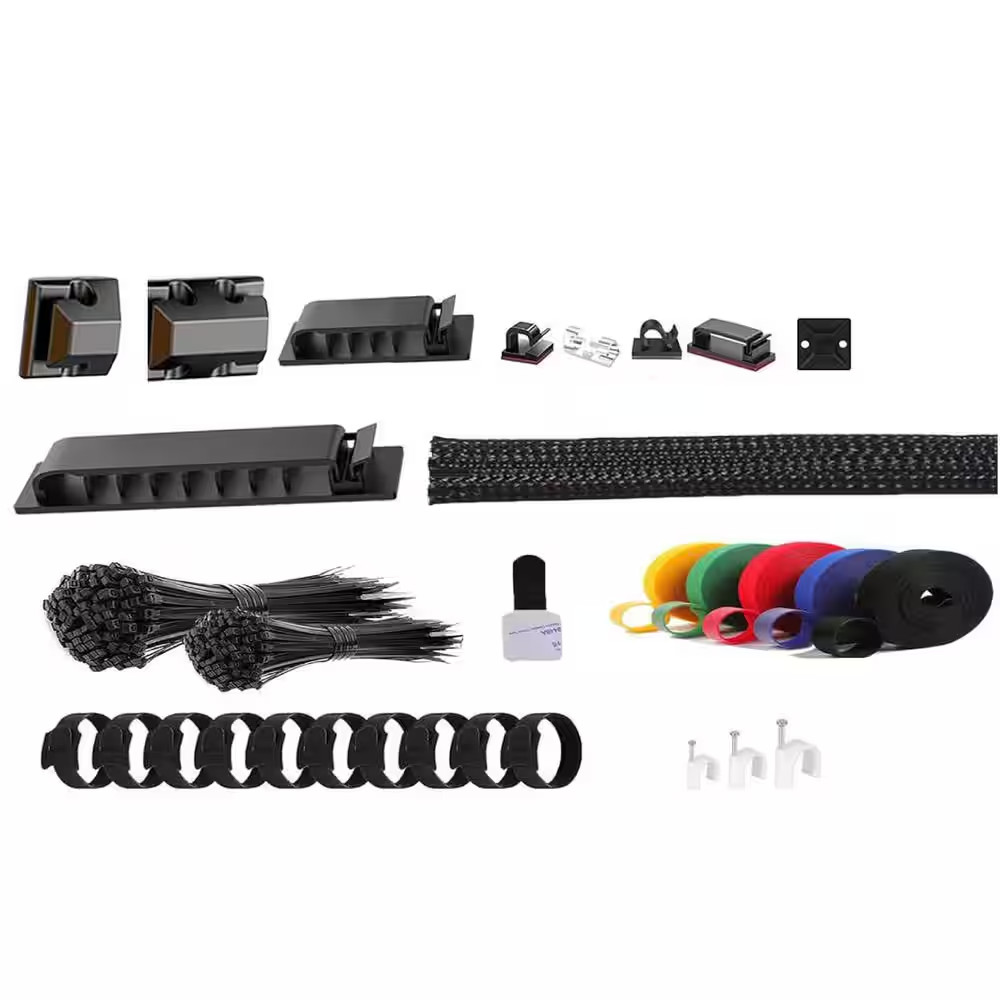 Cable Management Kit 327-Pieces Includes Cable Sleeves Clips Holders Straps Zip