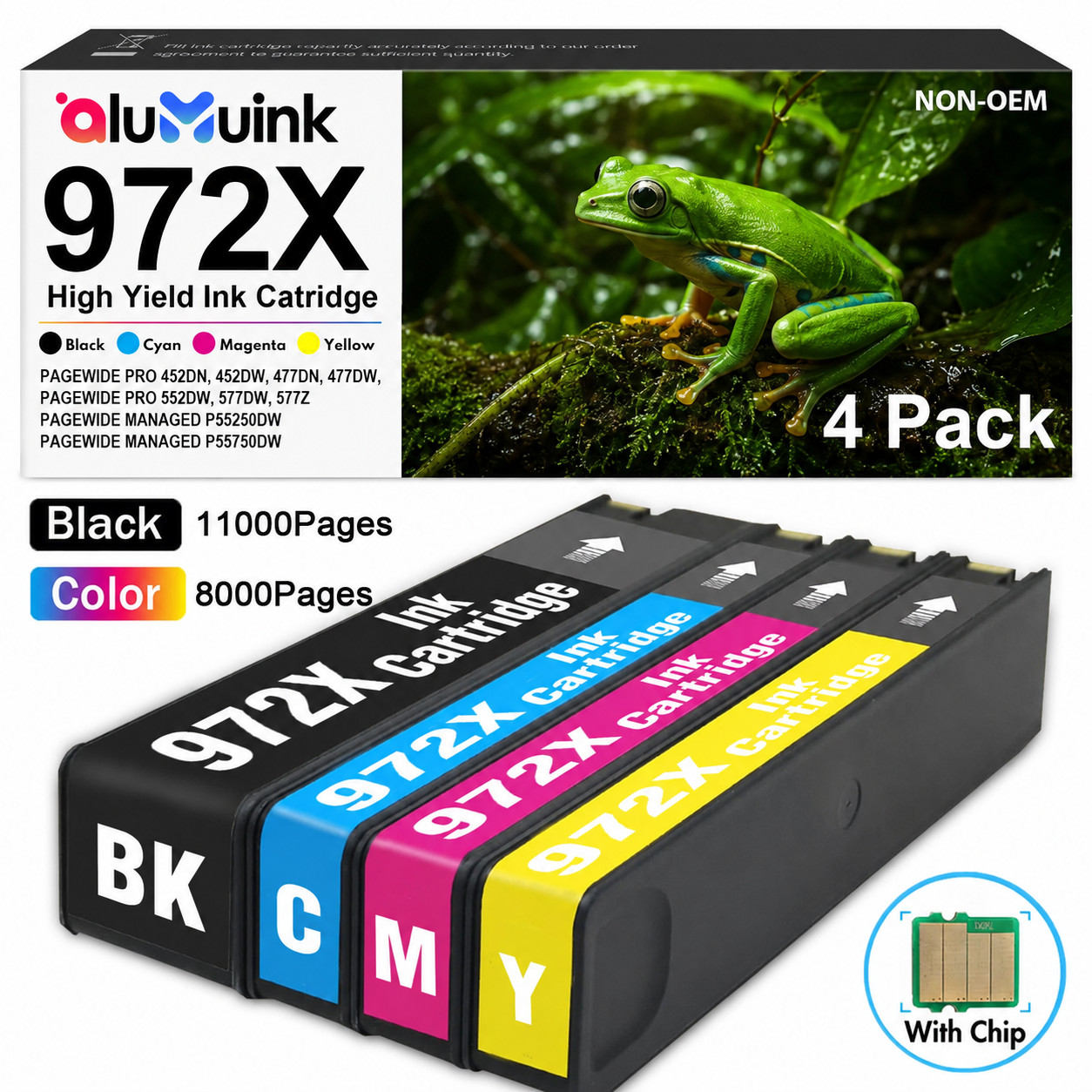 972X 972 XL Ink Cartridge For  PageWide Pro 477dn 452dn 577z 552dw P55250dw