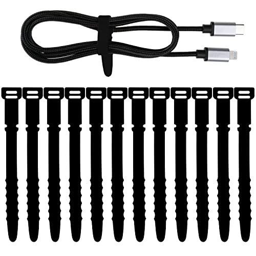 12 Pack Reusable Cable Zip Ties, 4.5 Inch Elastic Silicone Cord Organizer 