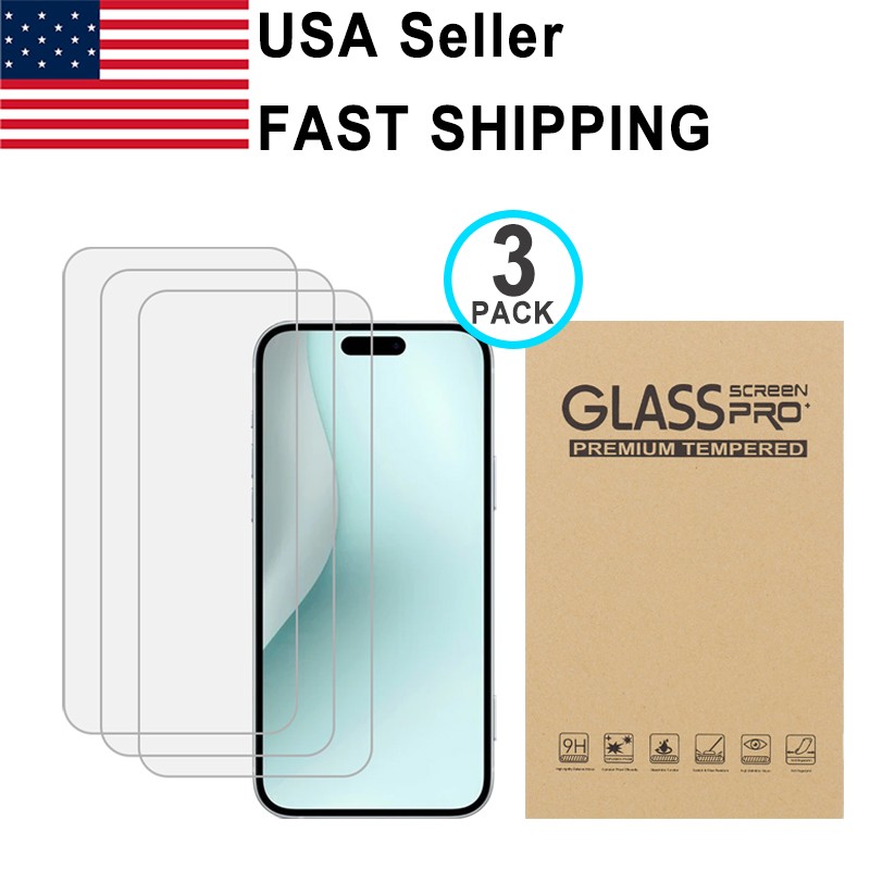 3PK Tempered Glass Screen Protector For Apple iPhone 16 Plus Pro Max