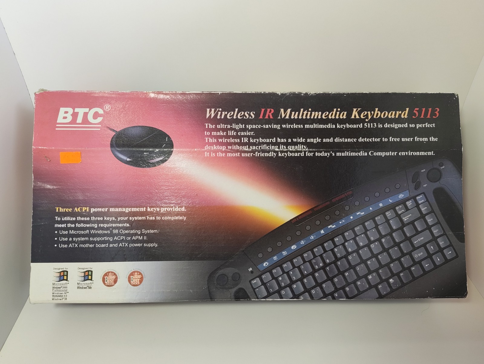 BTC 5113 IR Wireless Keyboard Multimedia Complete Box Tested Vintage PC Rare