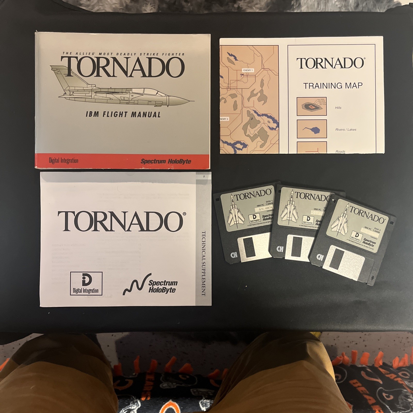 Vintage 1993 Tornado IBM 3 Disk, Flight Manual, Map Holobyte Digital Integrati