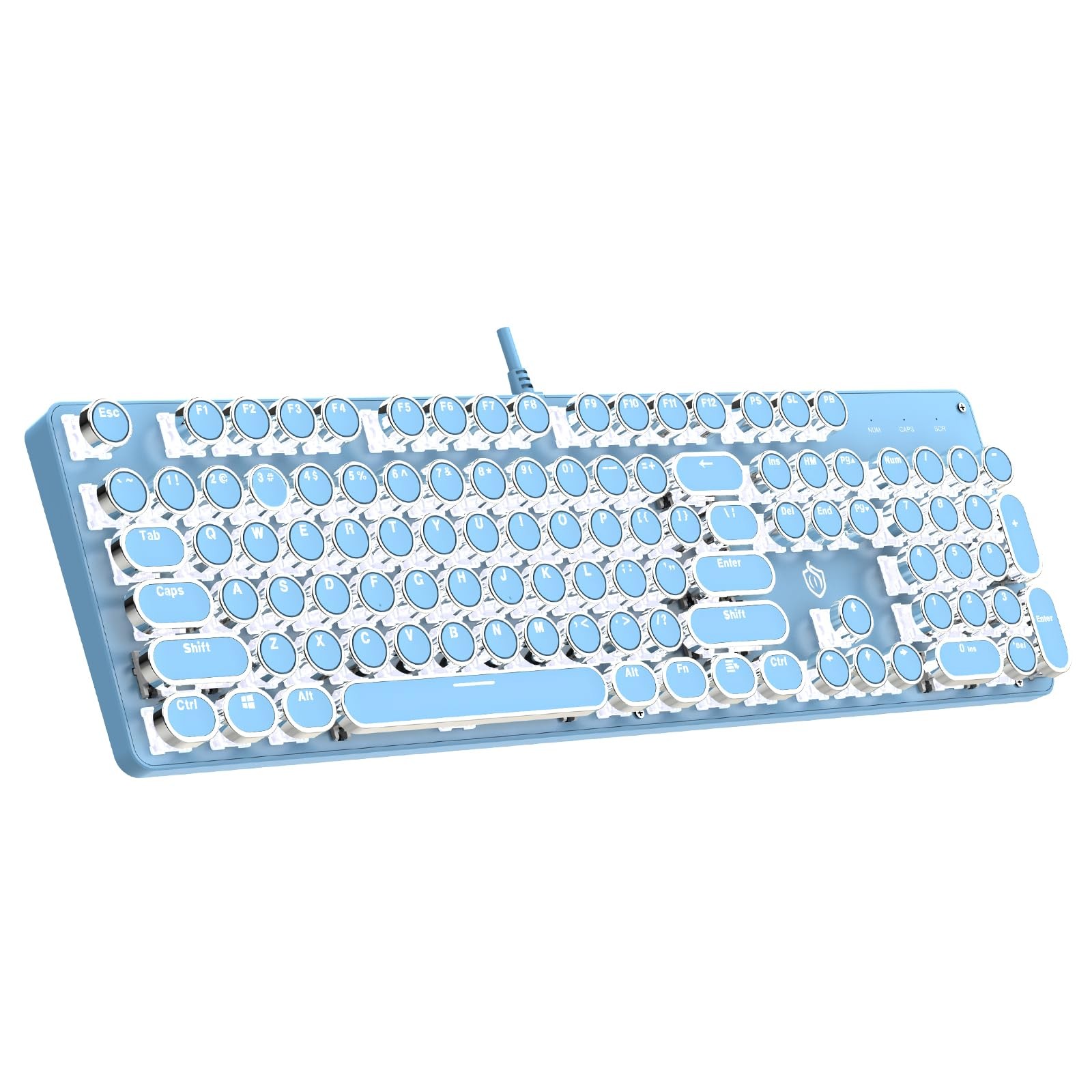 Gaozen Typewriter Mechanical Gaming Keyboard White Light Backlit Red Switches