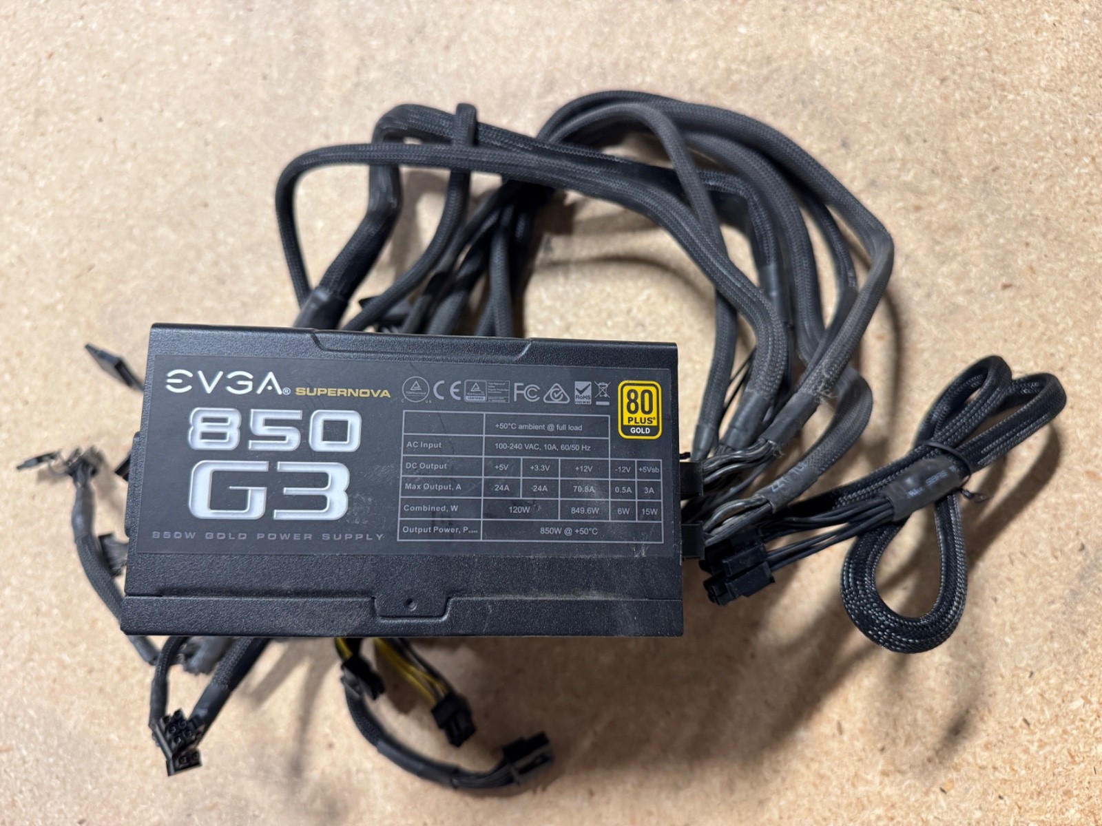 USED - EVGA SuperNOVA 850 G3 850W 80+ Gold Fully Modular PSU