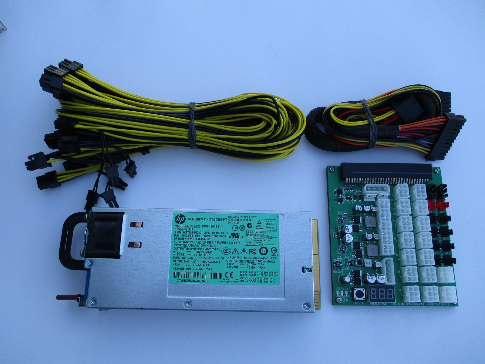 HP 1200 Watt Platinum All-In-One GPU Mining Rig Power Supply Kit ZSX  