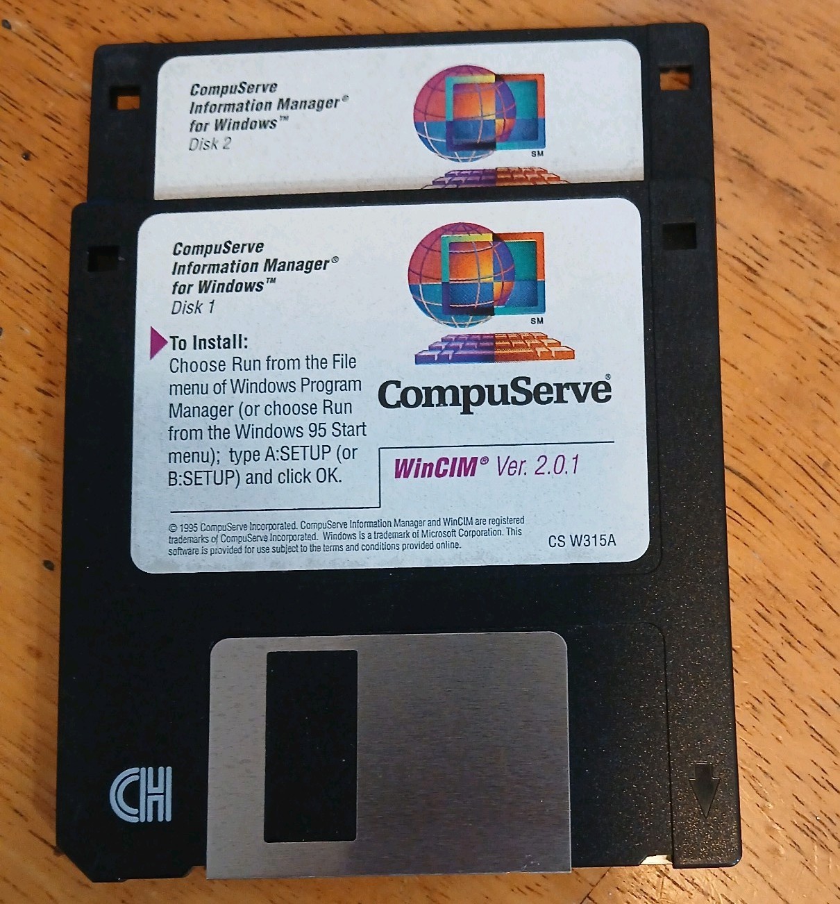 1995 COMPUSERVE WinCIM 2.0.1 Install 3.5 Floppy Disks 2 Vintage 