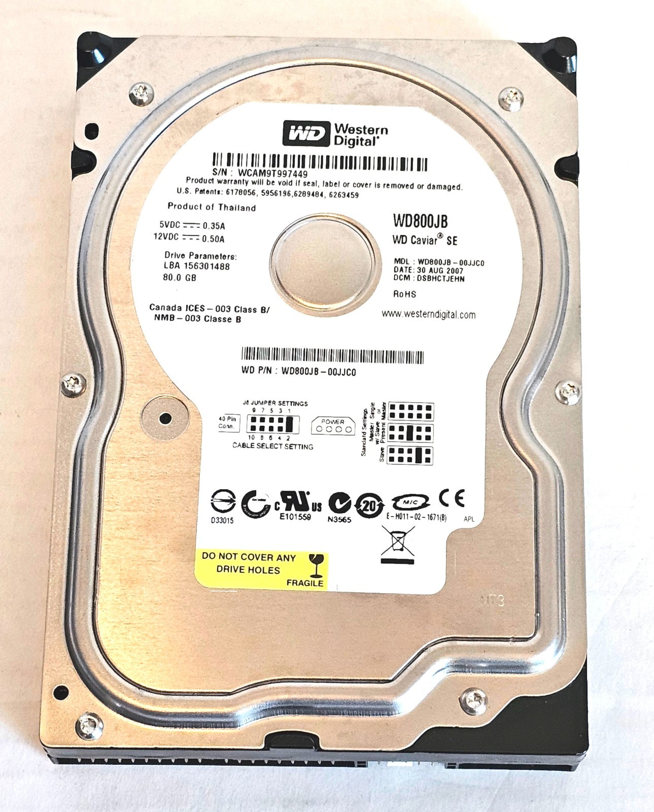 Western Digital WD800JB-00JJC0 80GB IDE Hard Drive DCM: DSBHCTJEHN