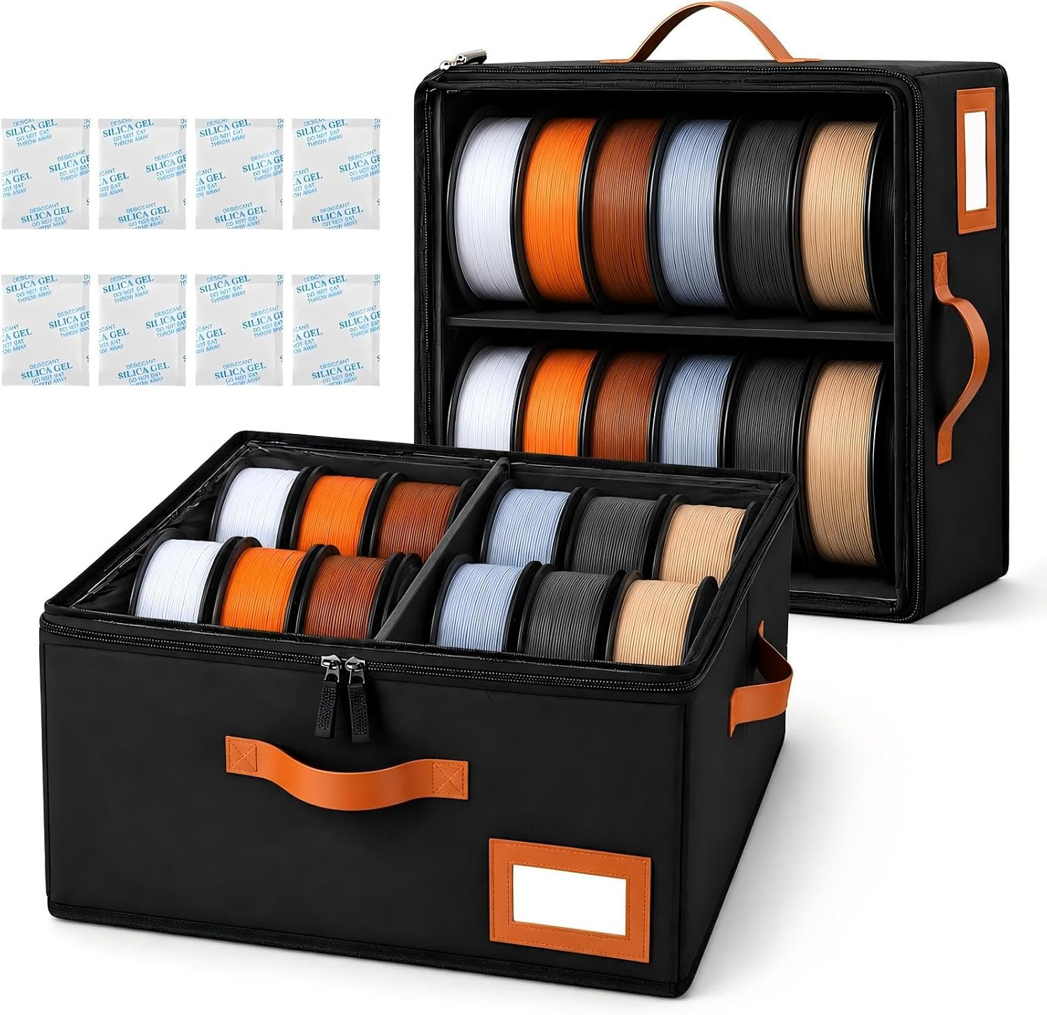 2-Tier 3D Filament Storage Box, Holds 24 Spools Total, 2 Pack