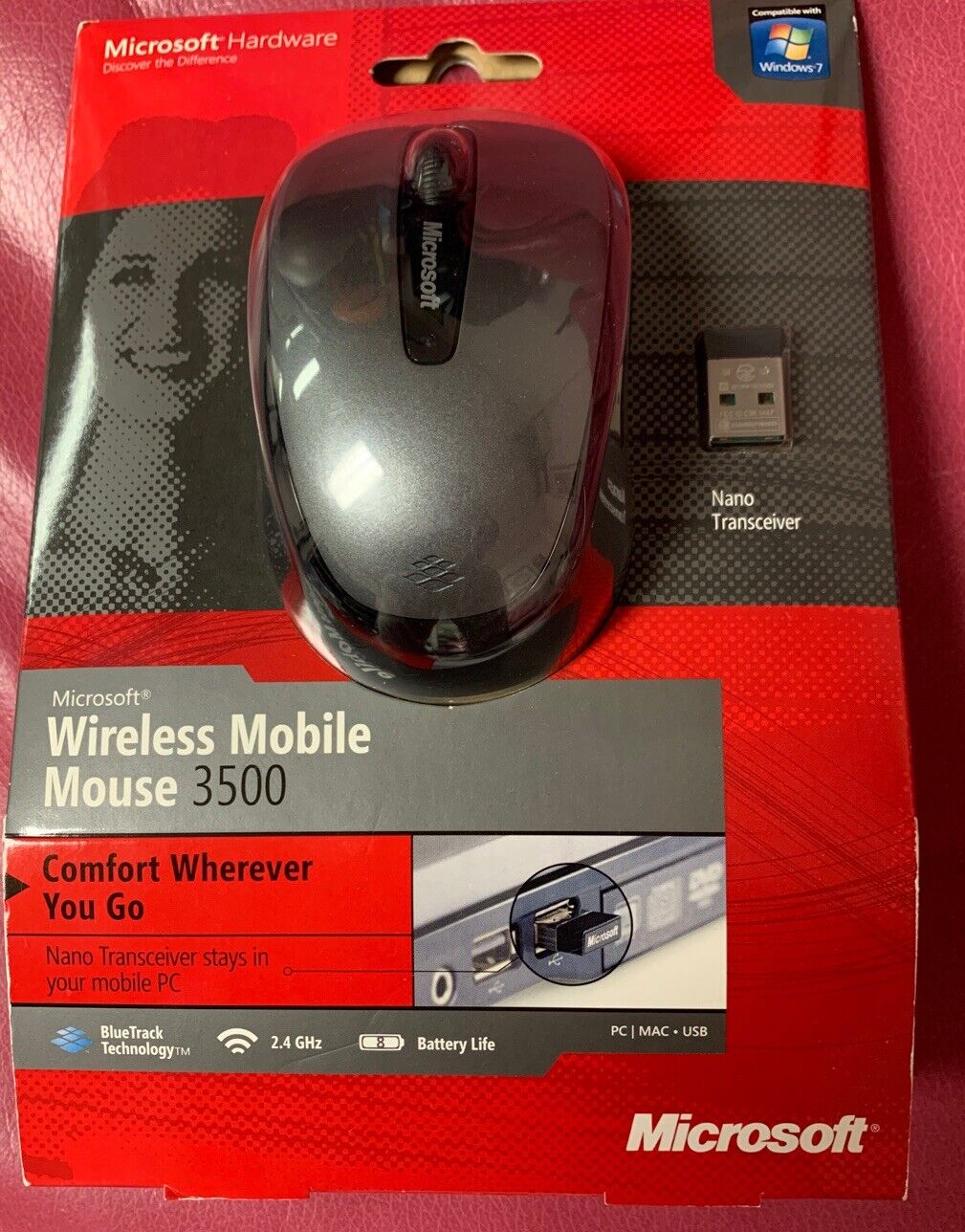 VINTAGE Microsoft Wireless Mobile Mouse 3500   PC/Mac USB BRAND NEW OLD STOCK
