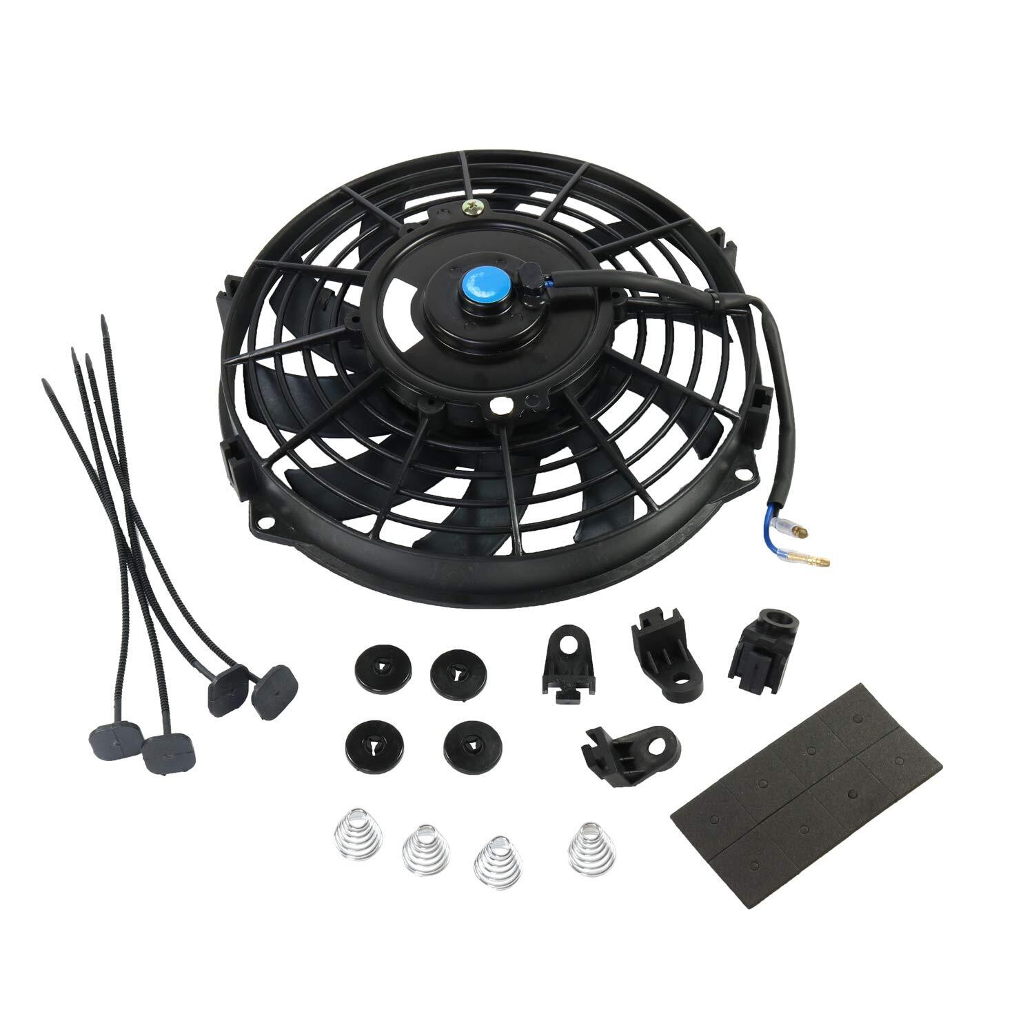 Universal Slim Fan Push Pull Racing Electric Radiator Cooling 12V Red/Black Kit