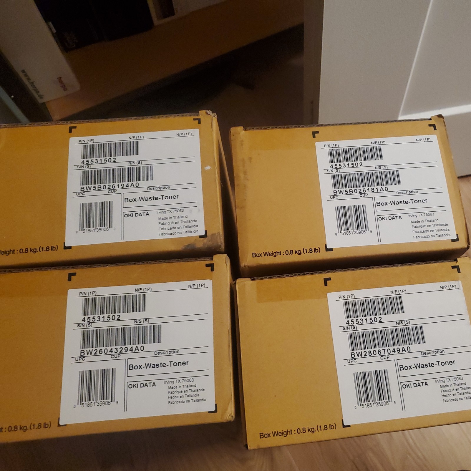 OKI Data Box Waste Toner Box 45531502 for Oki Data C900/ES9000/PRO9000 set of 4
