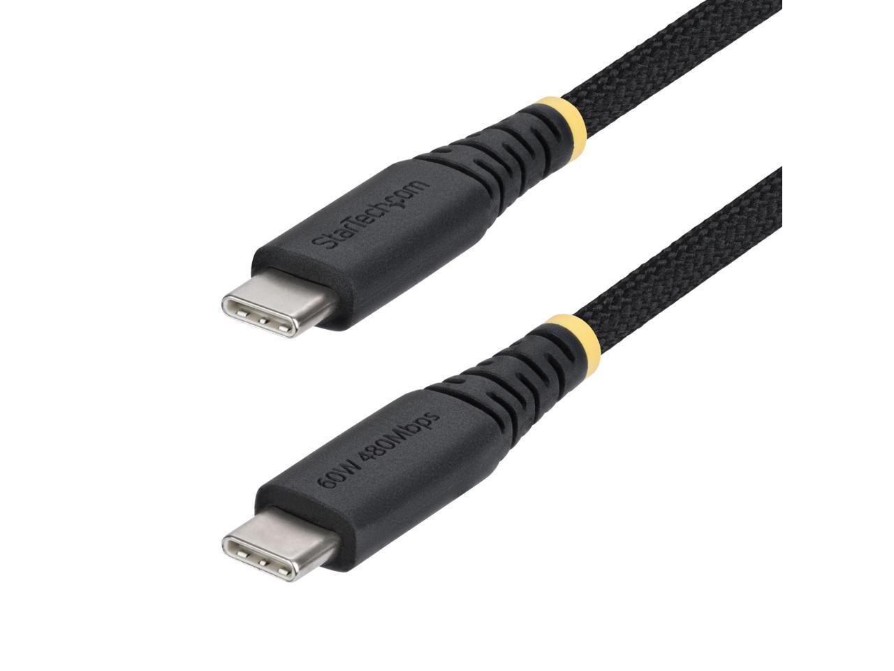 StarTech.com 6in (15cm) USB-C Charging Cable, 60W (3A) PD, Dual-Layer Braided Ny