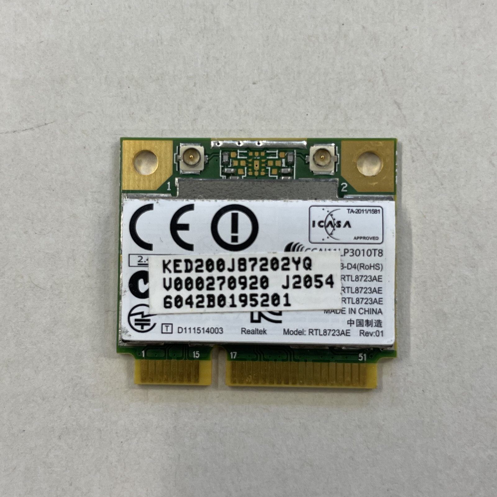 Genuine Realtek RTL8723AE 2.4GHz PCI-e WiFi Card 802.11 b/g/n + BT4.0 V000270920