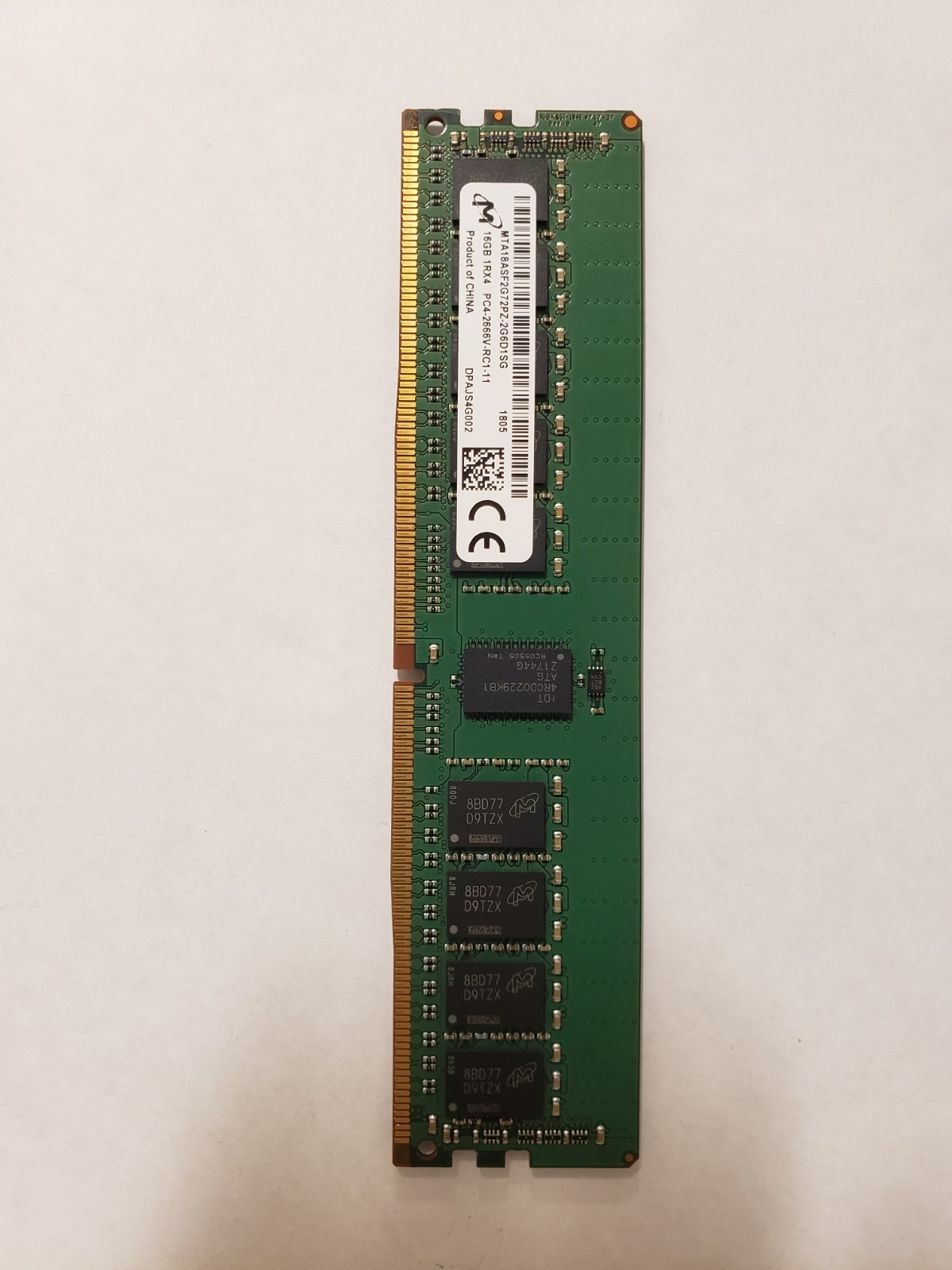 Micron 196 GB (12x16GB) 1RX4 PC4-2666V-RC1-11 ECC RDIMM Server RAM