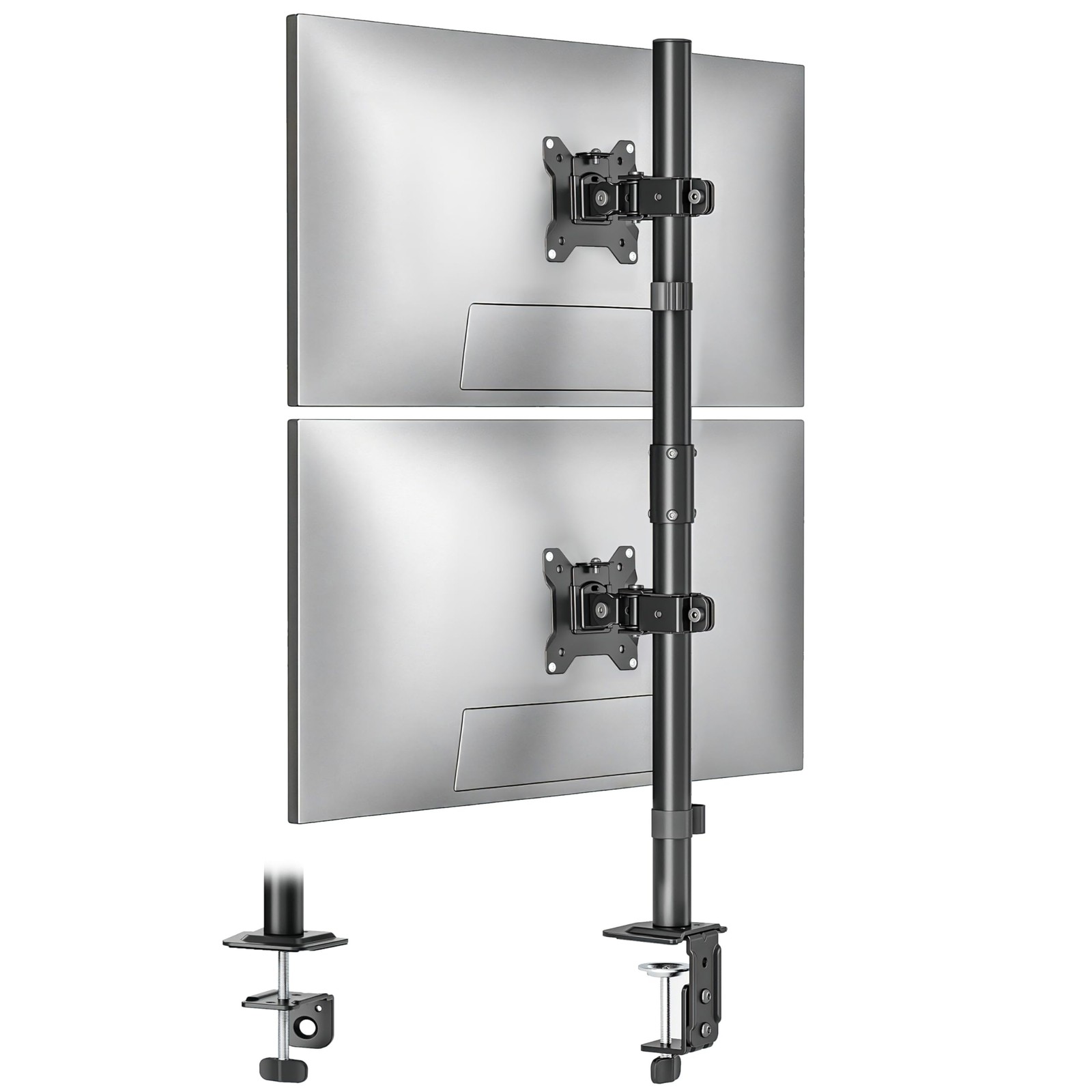 Stable Vertical Dual Monitor Mount, Stacked Desk Stand for Two 17-32 inch Scr...