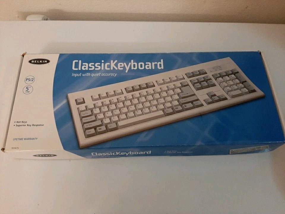 Vintage Belkin Classic Keyboard PS/2 Computer Keyboard  Unused