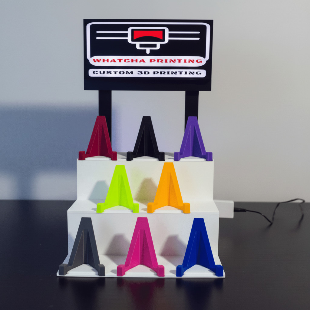 3D Printed Bleacher Multi Card Display with LED Lightbox and 8 Basic Removable