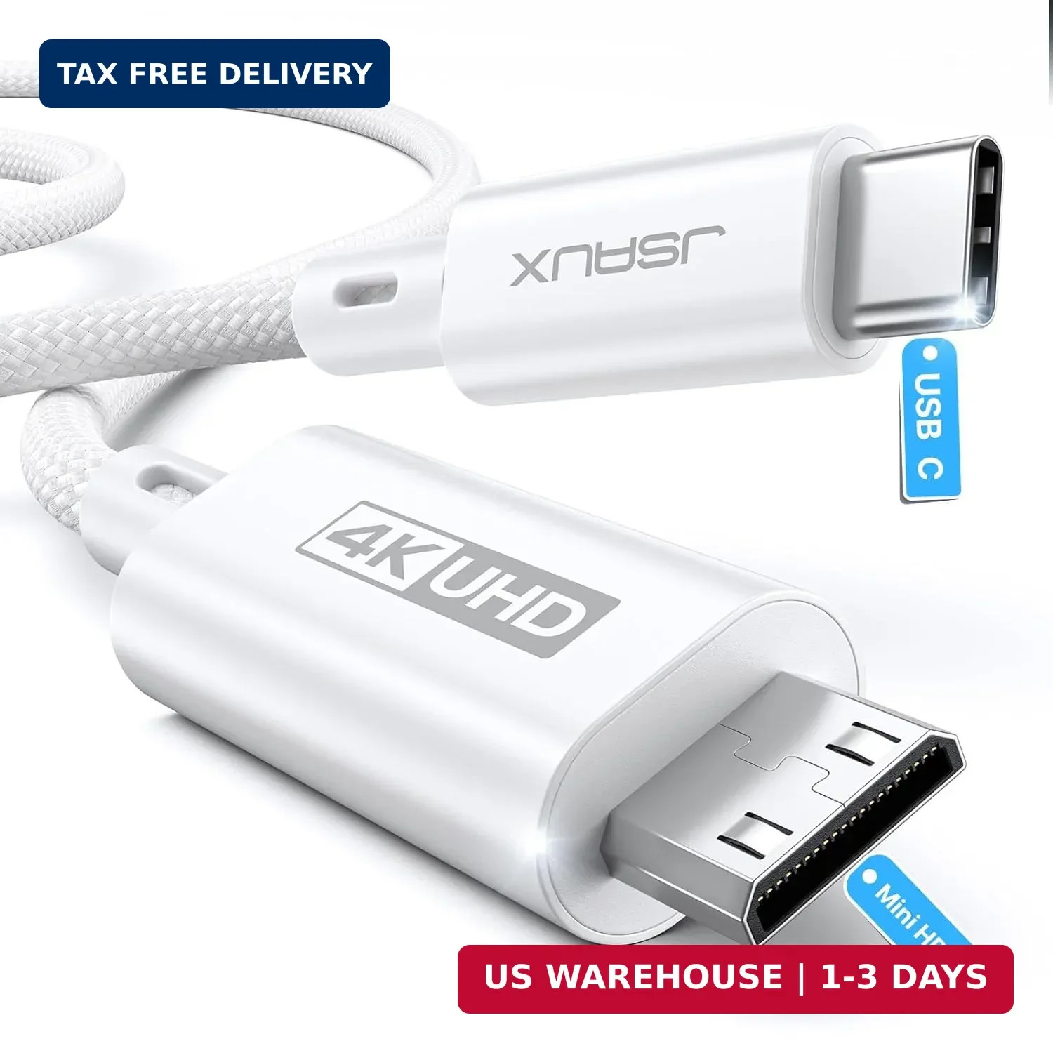JSAUX USB C to Mini HDMI Cable 3.3FT(NOT HDMI), 4K Type C to Mini HDMI Cord | (4