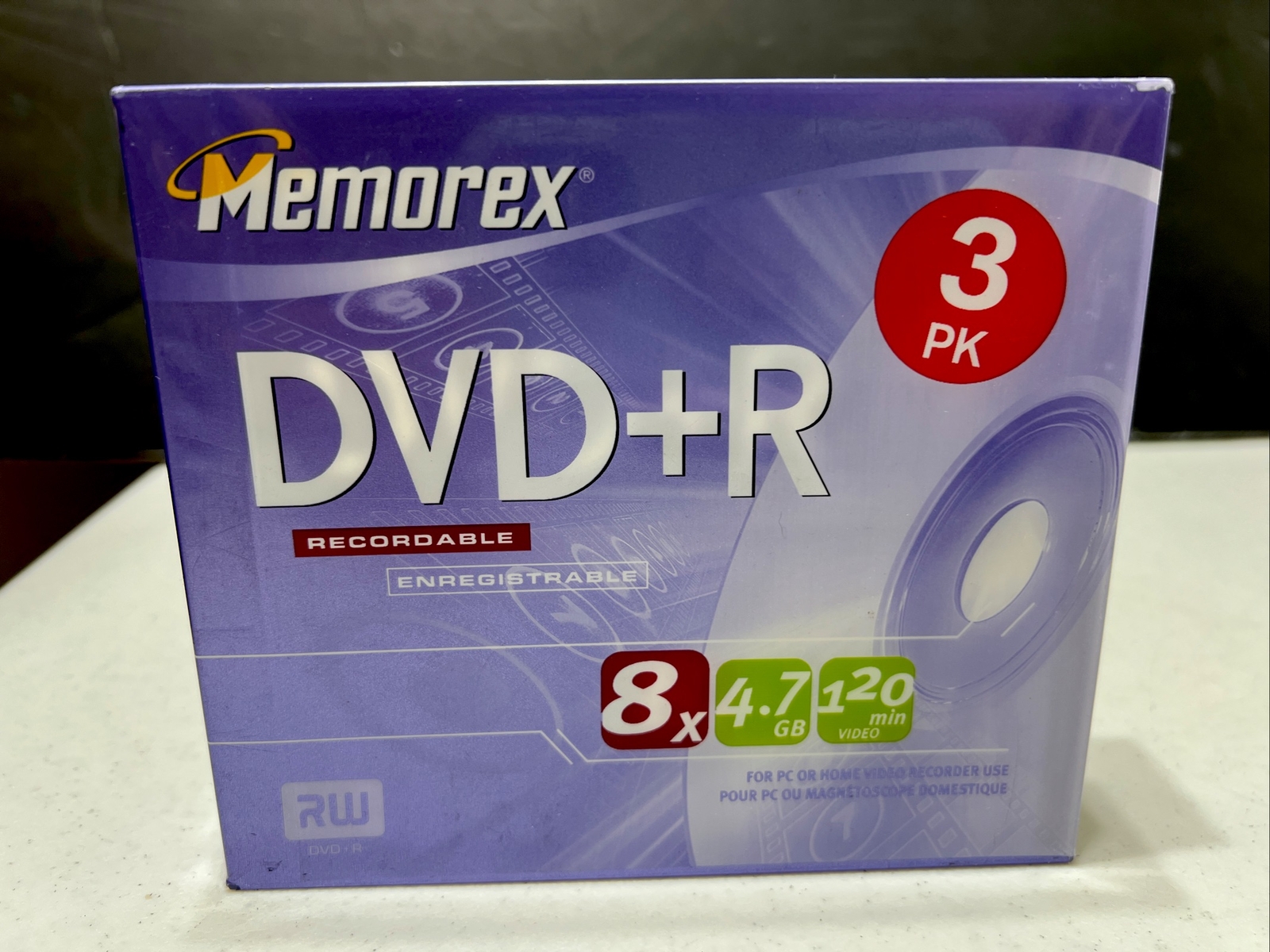 Memorex DVD+R 3 pk 8X 4.7GB 120 min Video New Factory Sealed