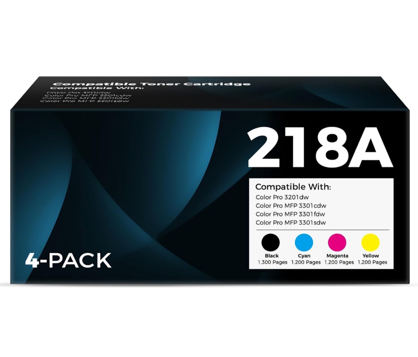 4 Pack Compatible 218A Toner with Chip for HP Pro 3201dw MFP 3301 Printers