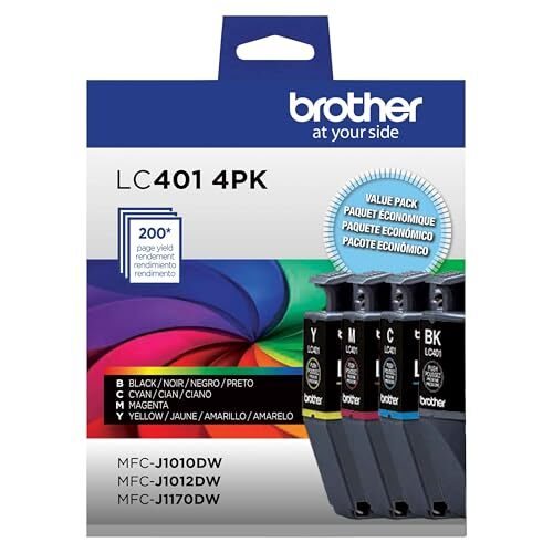 Brother Genuine LC4014PKS BK,C,M,Y Standard Yield 4-Pack Ink Cartridges