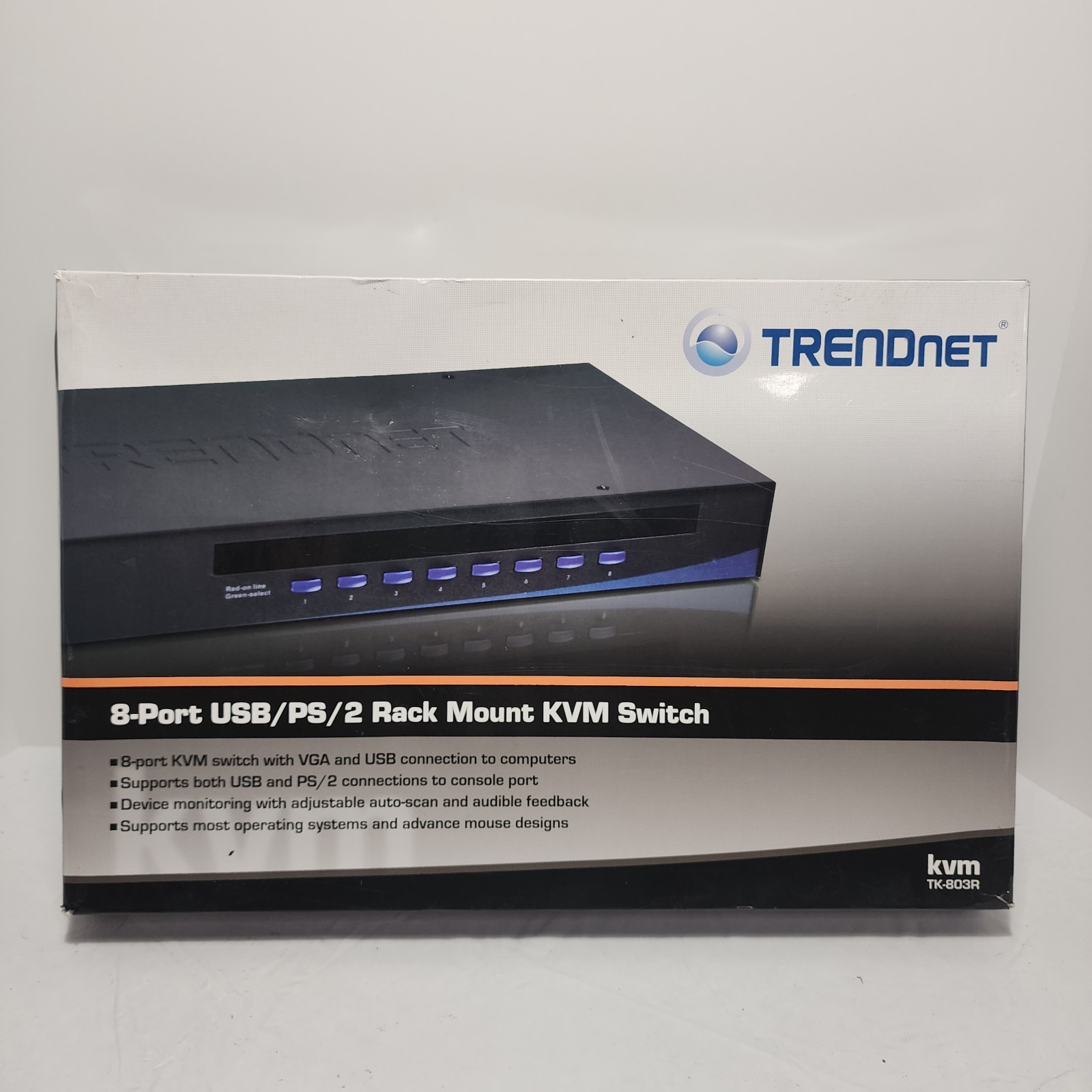 TRENDnet TK-803R 8-PORT USB/PS 2 Rack Mount KVM Switch - Tested - USED ONCE
