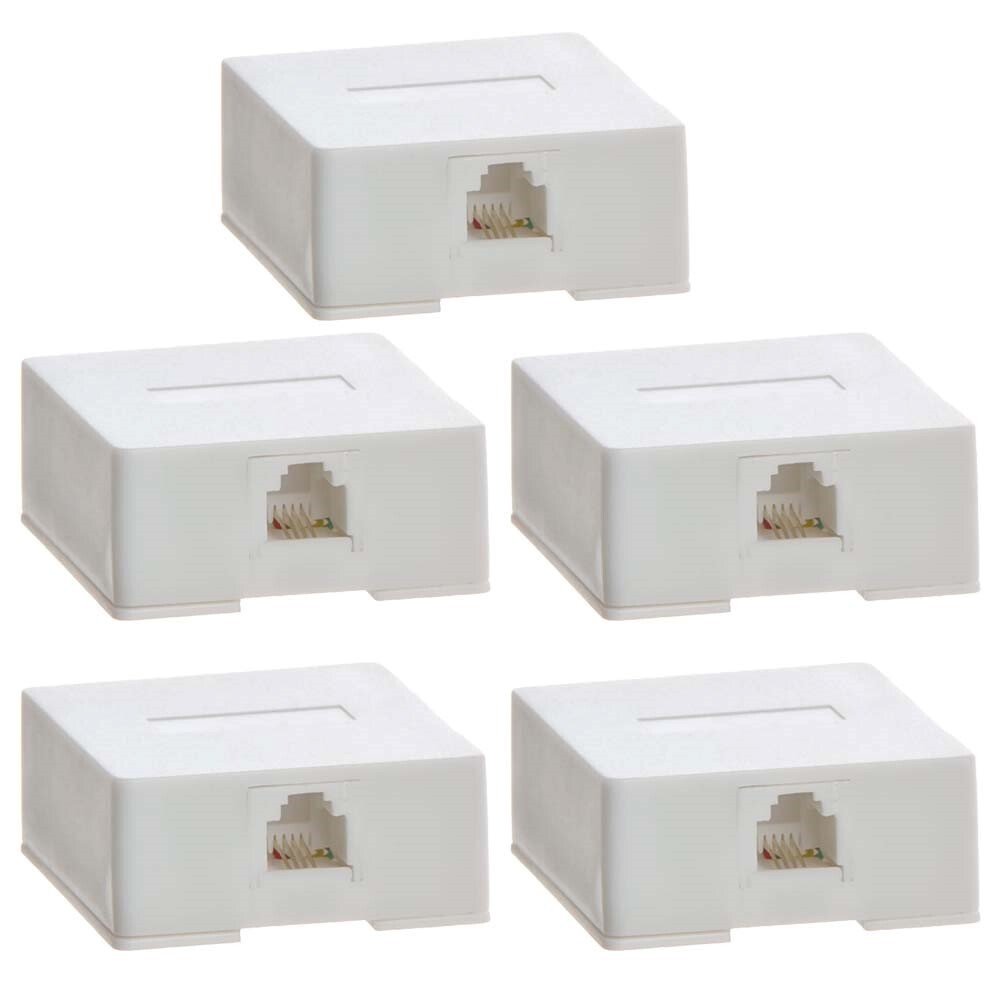 5 Pcs Single Port 6P4C RJ11 Phone/Telephone Line Cable Wall Surface Mount Box