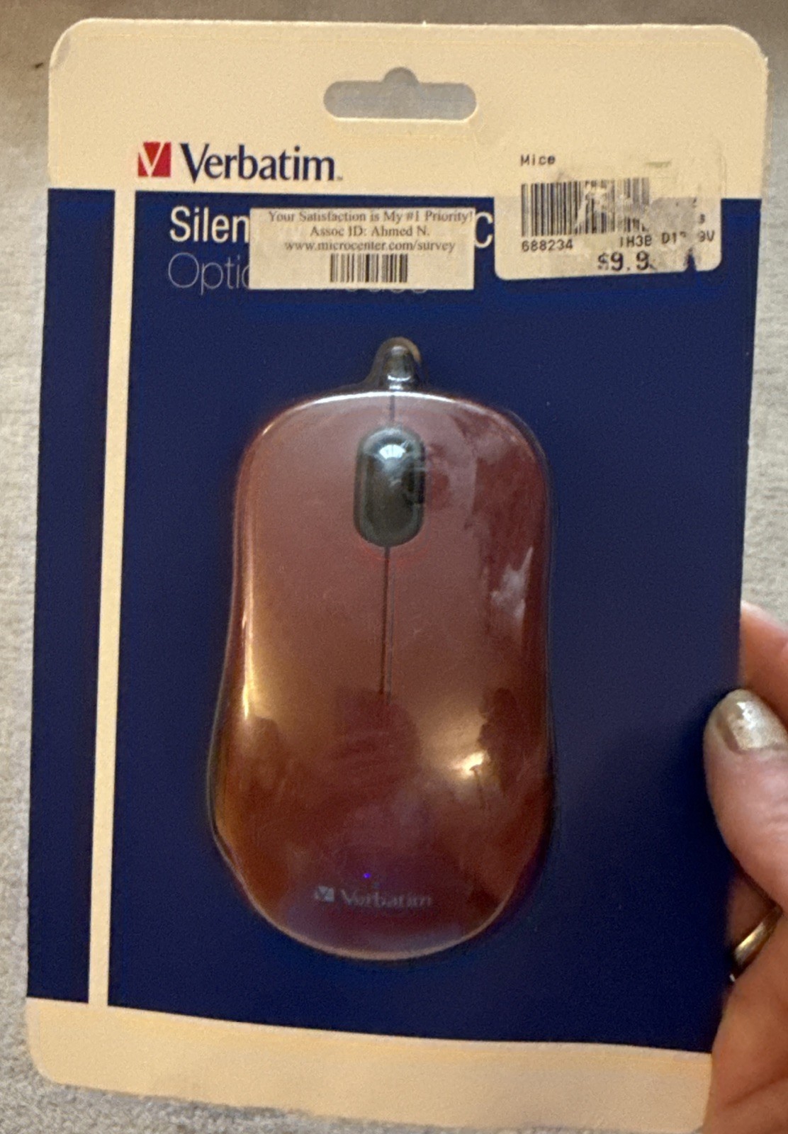 NEW Verbatim Silent Wired Optical Mouse USB-C Plug Maroon / Dark Red