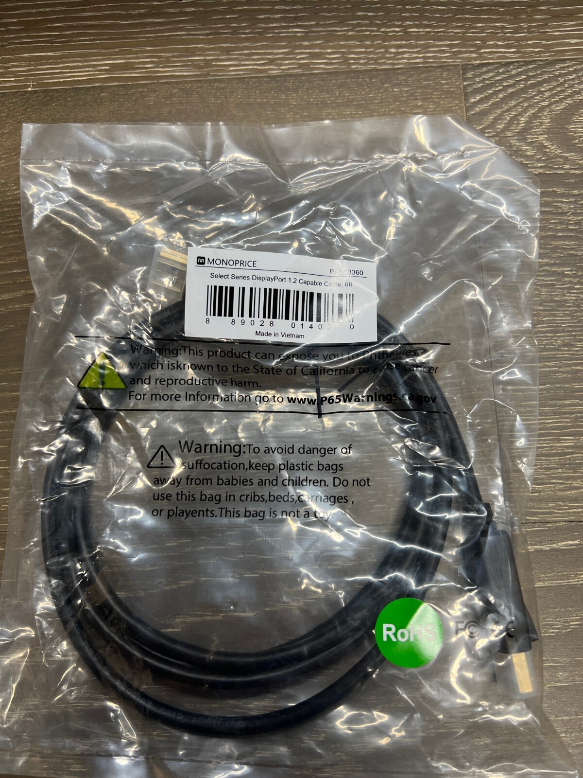 Monoprice Select Series DisplayPort 1.2 Cable, 6ft