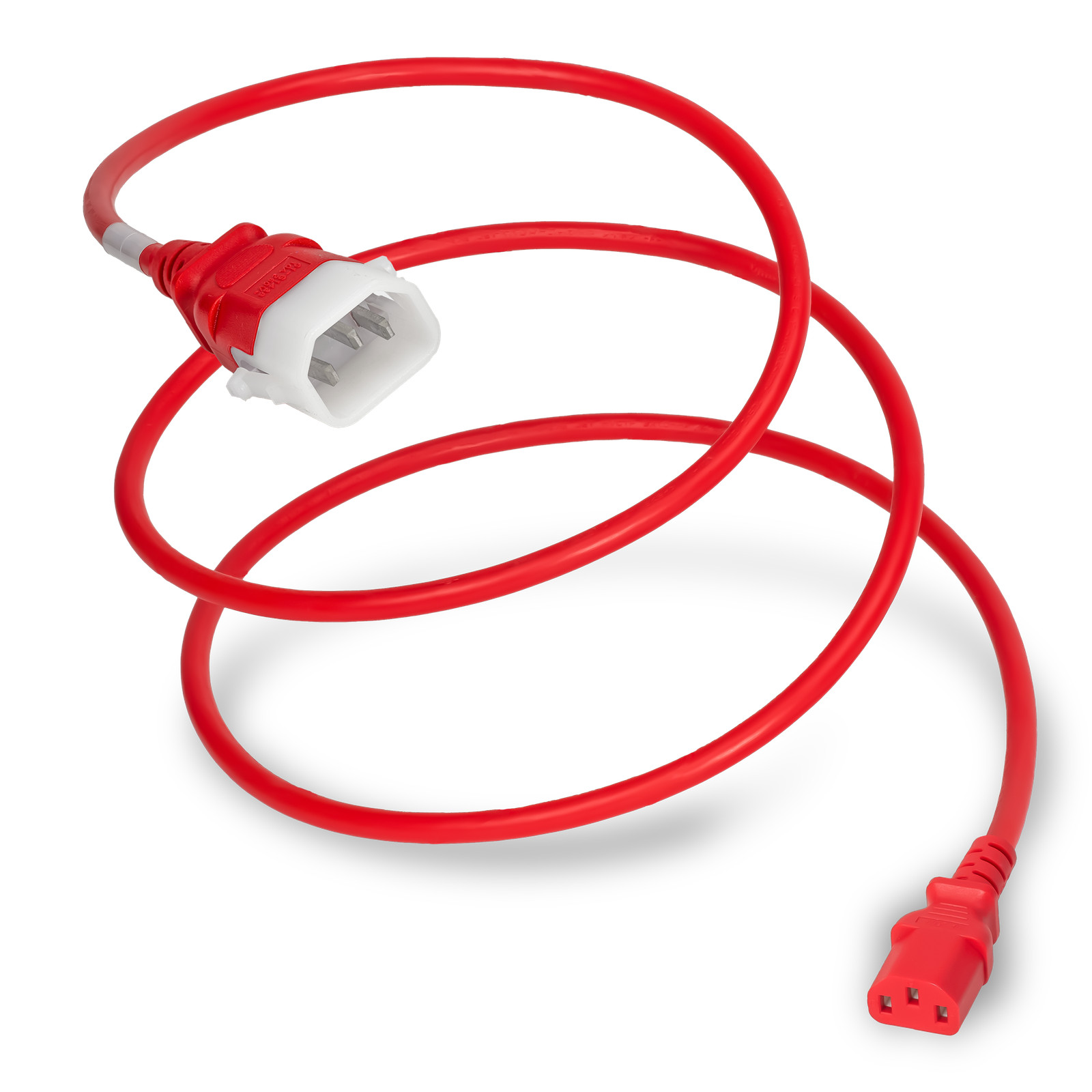 20 Pack of C14 C13 P-LOCK 15A 250V 14/3 SJT Power Cord - Red - 7ft