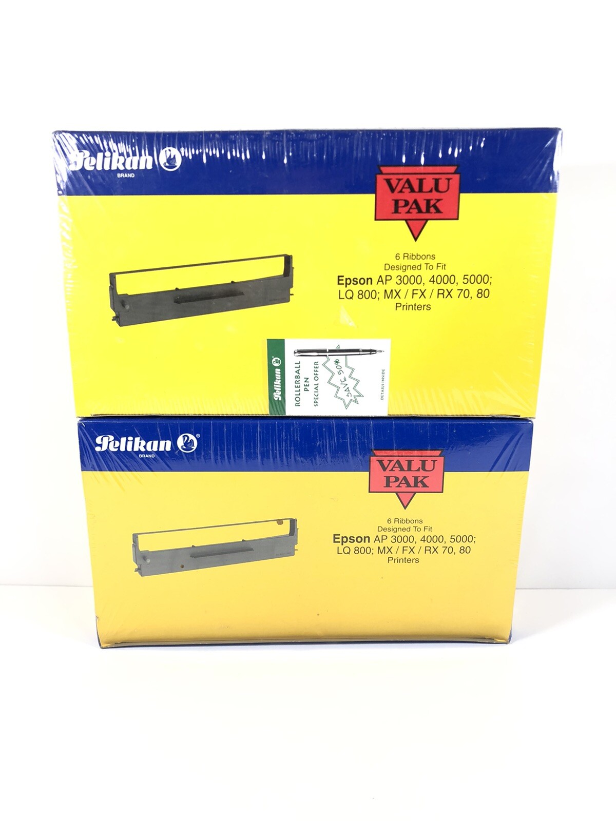 Lot 2 Box Epson Compatible NOS Replacement Black Fabric Cartridge Ribbon 6P288