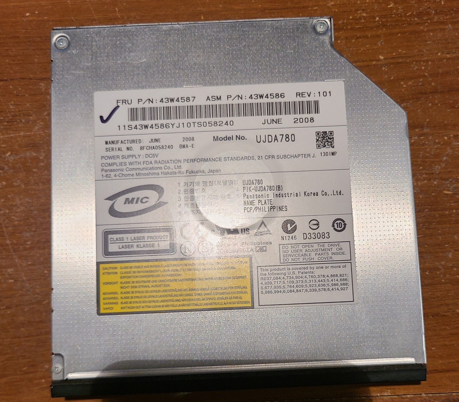 Genuine IBM UJDA780 DVD-ROM 92P6567 ThinkPad R50e R51e R52 R62 T40 T20 43W4587