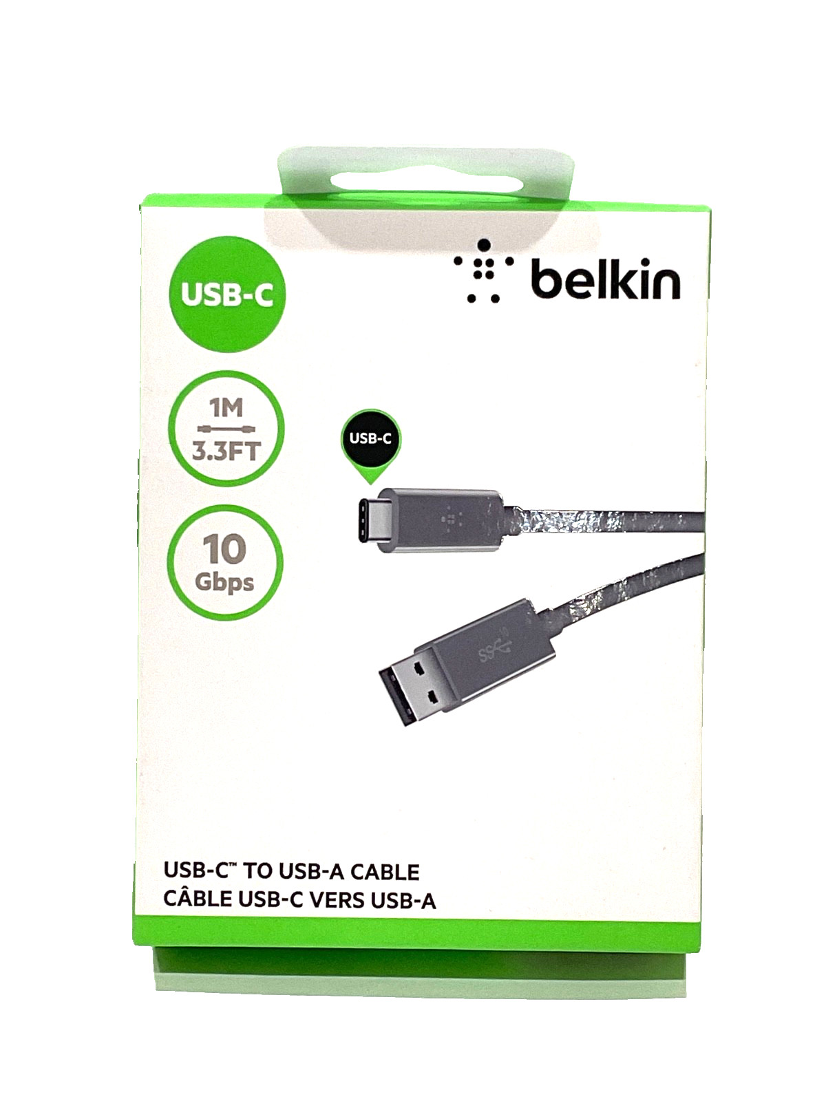 Belkin USB 3.1 USB-A to USB-C Cable 10GBPS 4K 3.3Ft Black New 