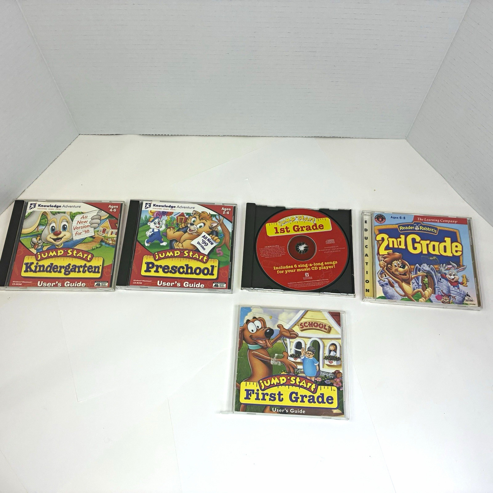 Lot of 4 JumpStart & Reader Rabbit PC CD Games Preschool Kindergarten 1st 2nd