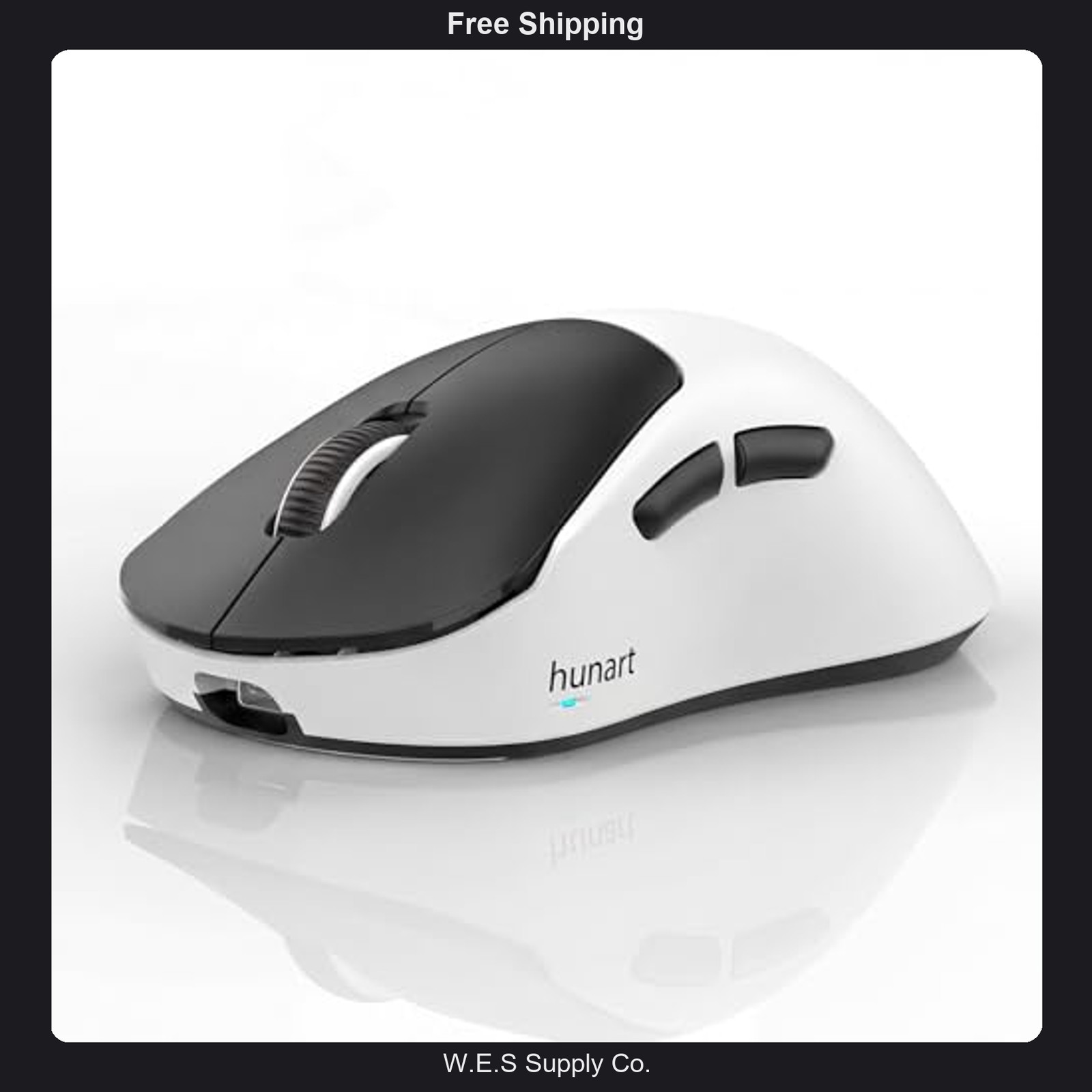 hunart H6 Wireless Mouse Bluetooth 2.4GHz Rechargeable 49g Black & White