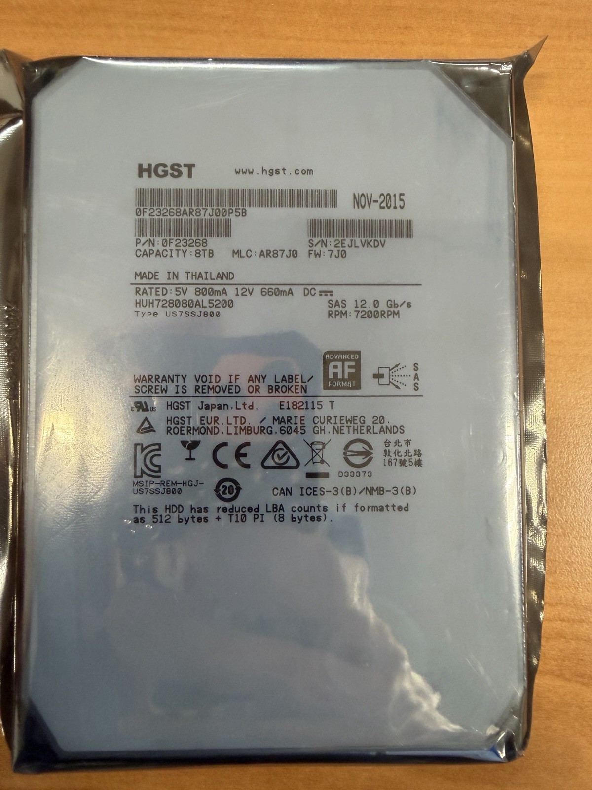 HUH728080AL5200 HGST 8TB 12Gb/s 7.2K LFF 3.5" SAS HDD 0F23268
