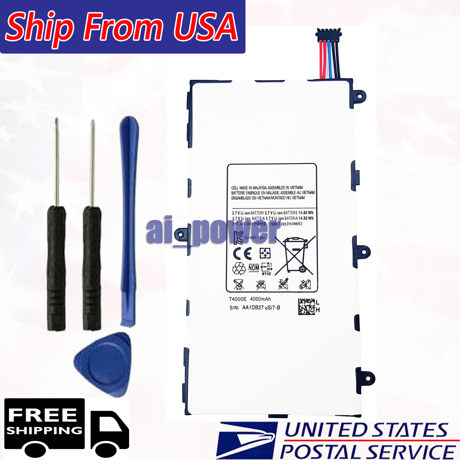 New 4000mAh 3.7V Battery For Samsung Galaxy Tab 3 7 " SM-T210 SM-T210R T4000C