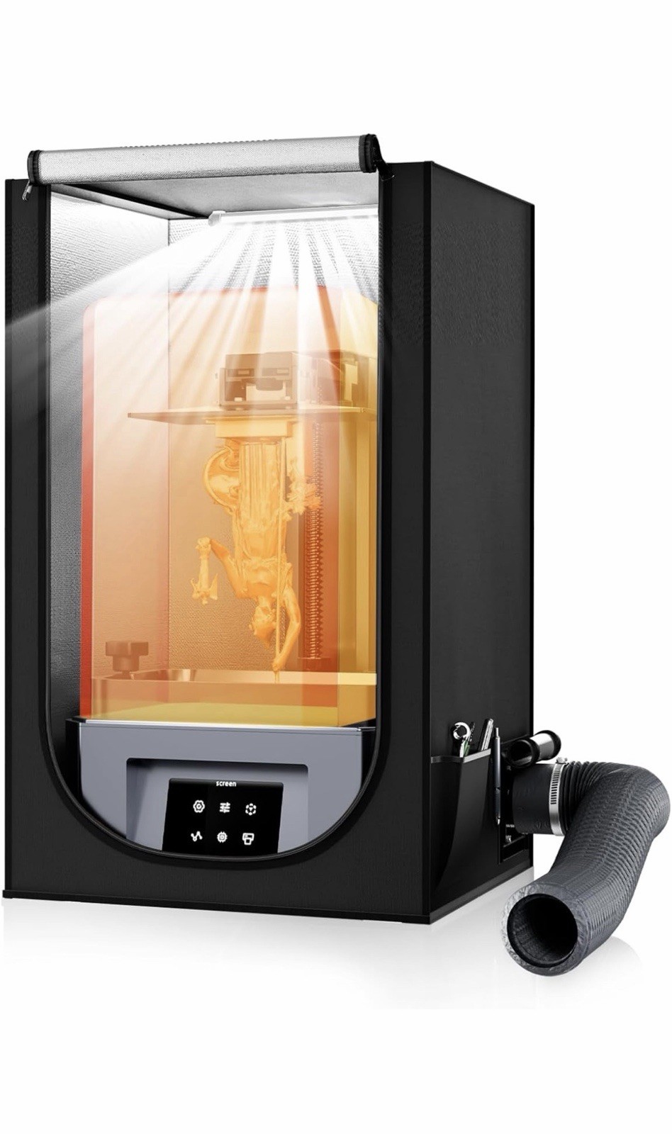 Resin 3D Printer Enclosure with Ventilation Kit & LED Light, 3D Printer