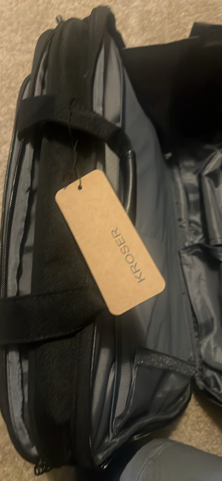 Kroser Black Polyester Padded Briefcase with Zipper Lock, Solid Pattern