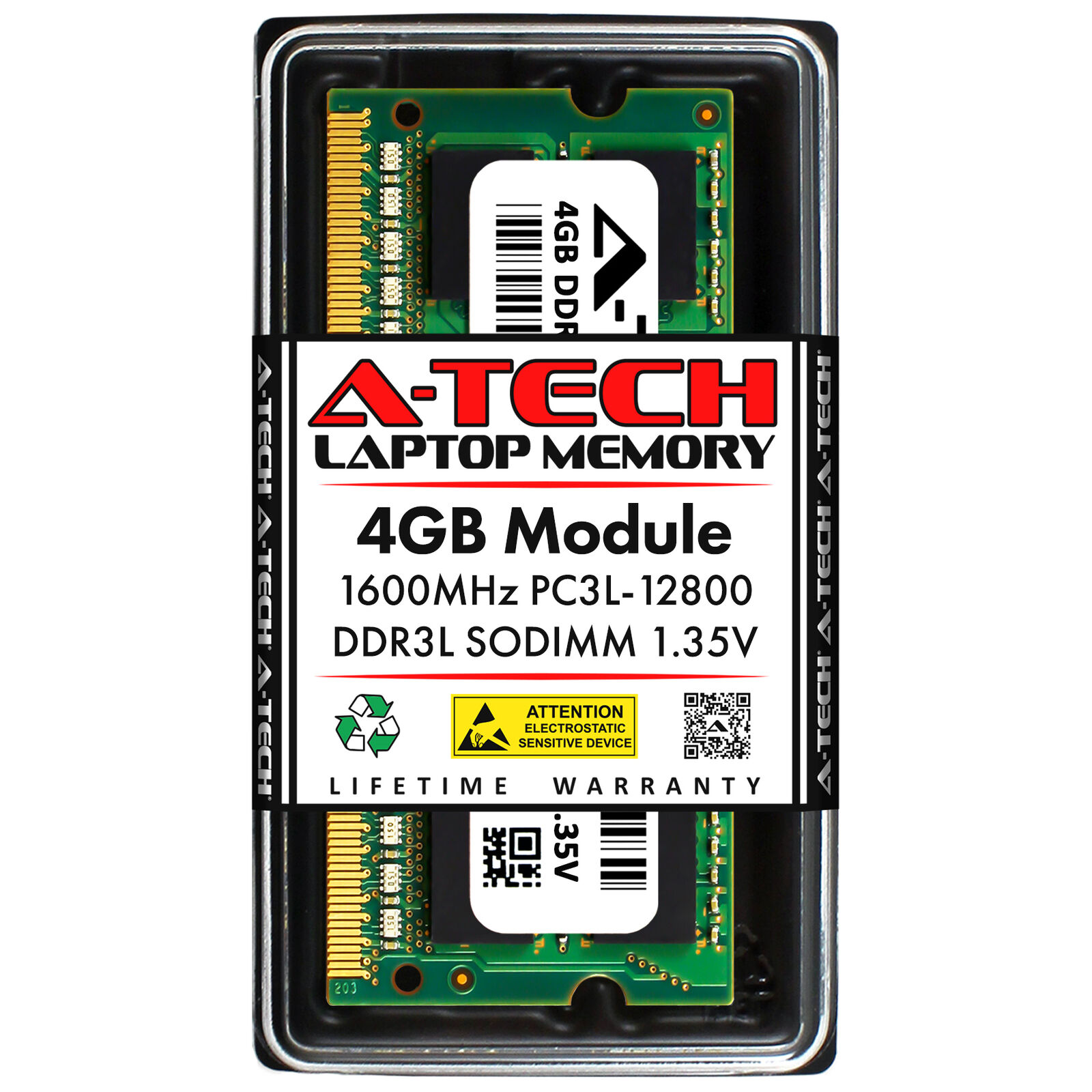 A-Tech 4GB PC3-12800 Laptop SODIMM DDR3 1600 MHz Memory RAM PC3L 4G 1.35V DDR3L