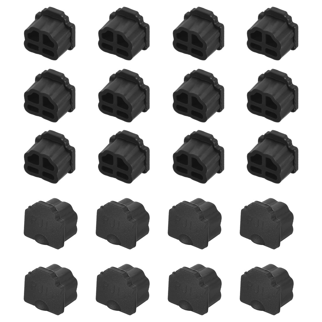 Silicone Telephone Modular Port RJ11 Anti-Dust Stopper Cap Cover Black 20pcs