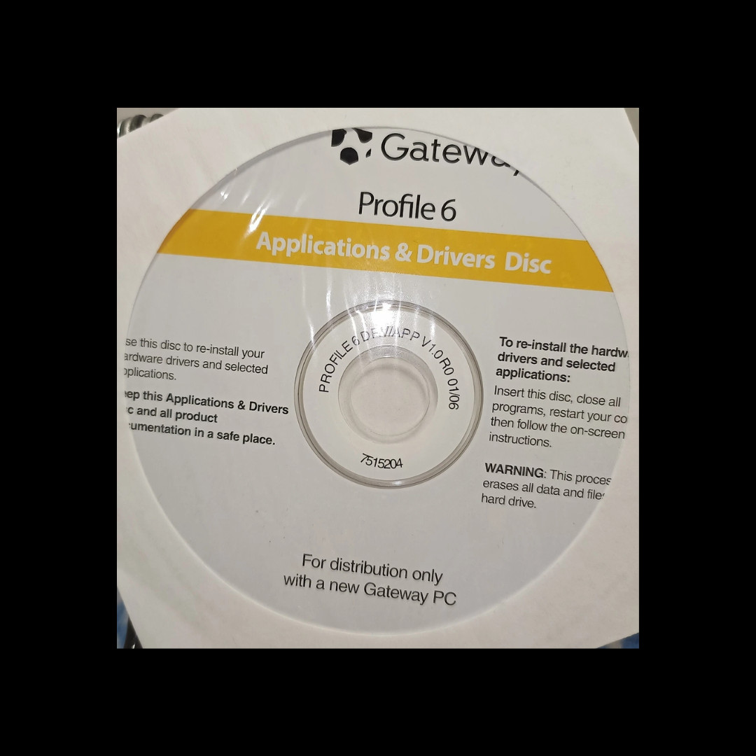 Software: Gateway 2006 Profile 6 Applications & Drivers Disc Software