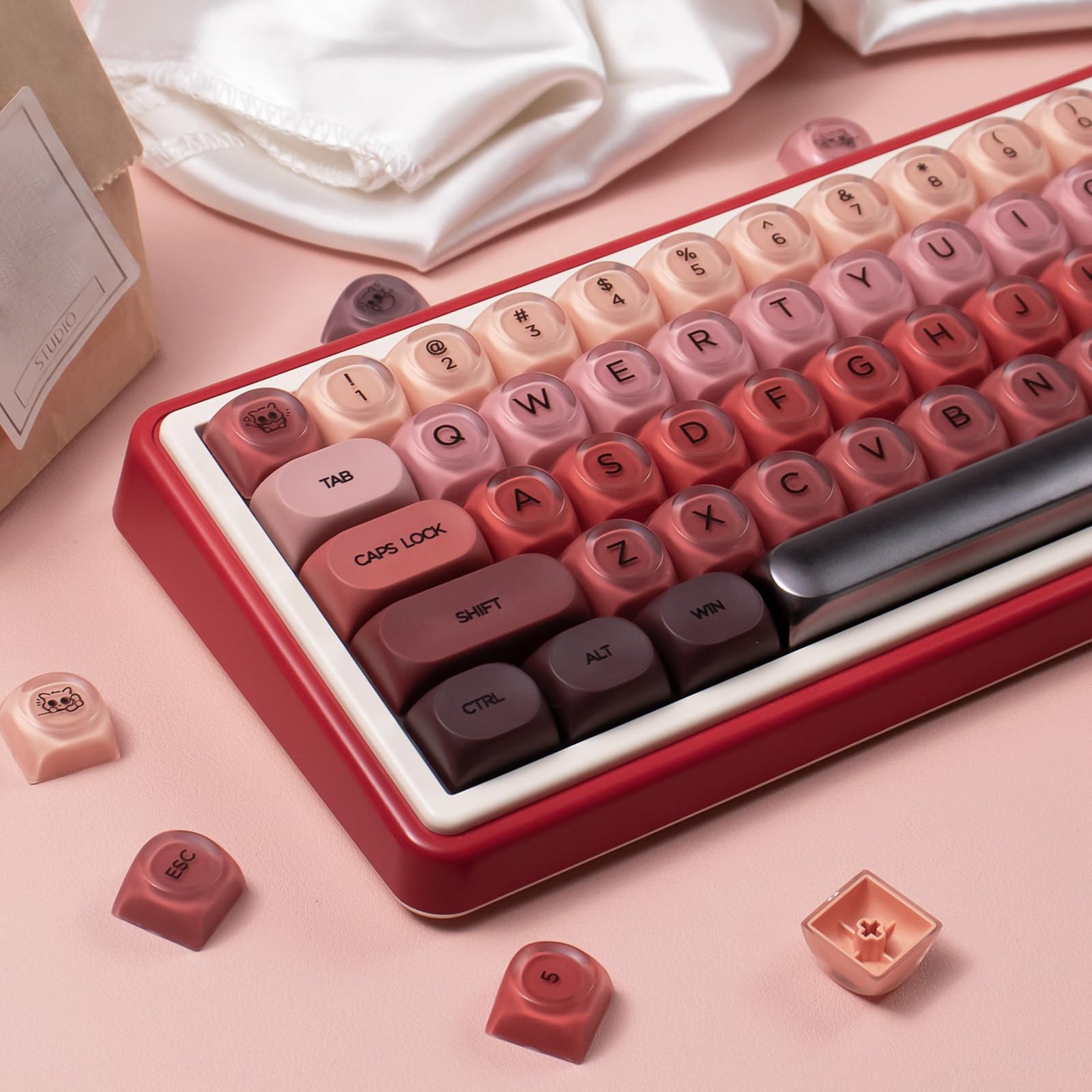 132 Keys MOA Profile Red PBT Jelly Keycaps Set Cherry Mx Mechanical Keyboard
