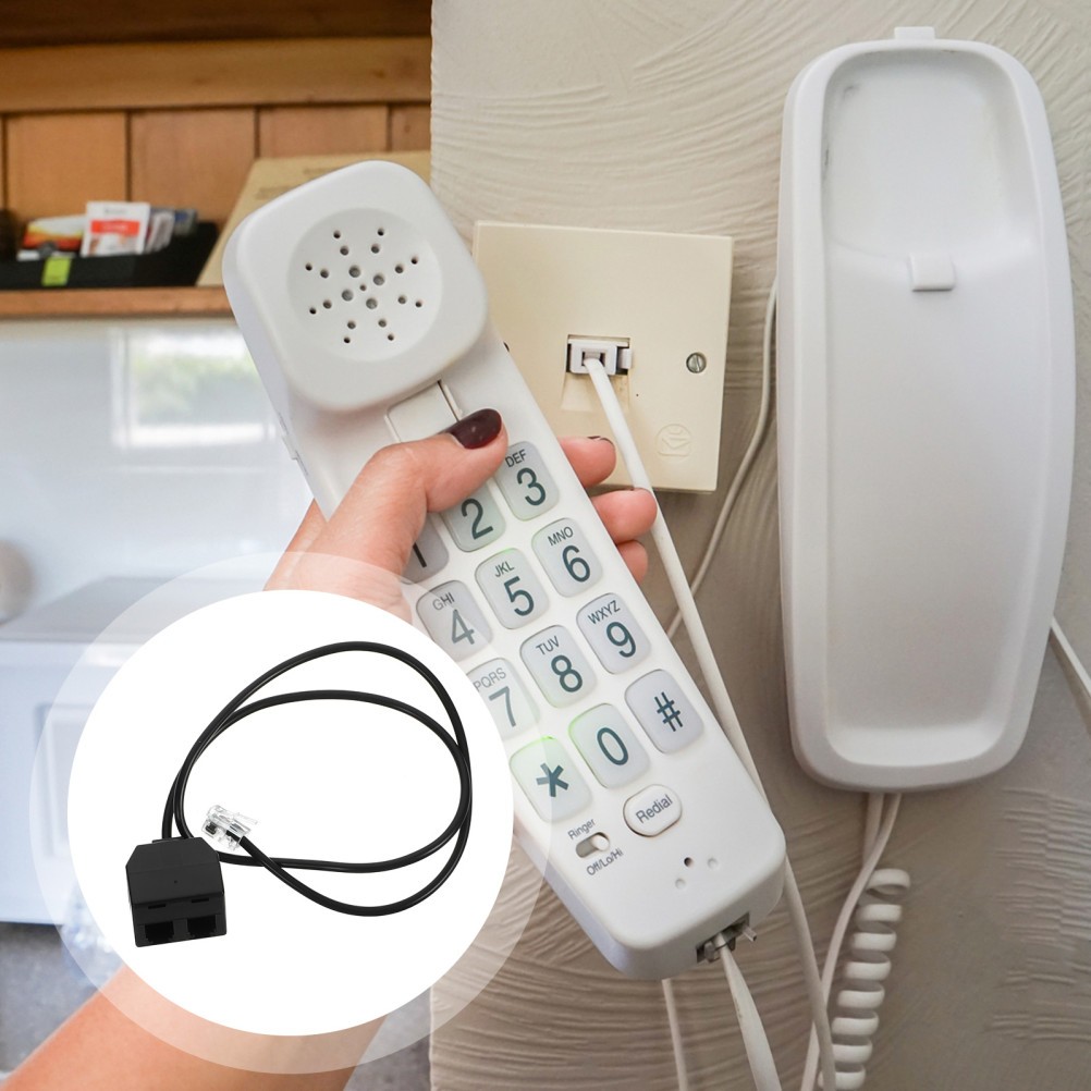 Reusable Phone Splitter for Landline Telephone Line Adapter Black PP Rubber