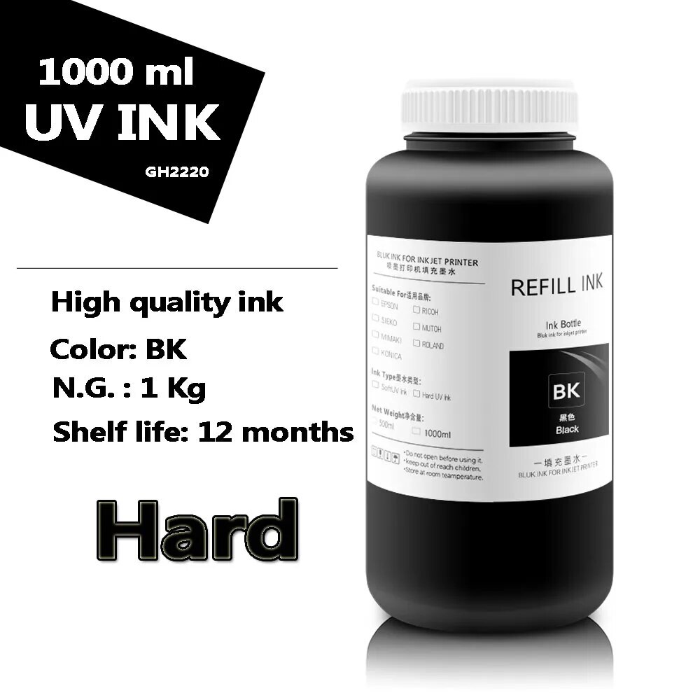 1000ml UV Ink For Ricoh GH2220 printhead  for printing hard / soft